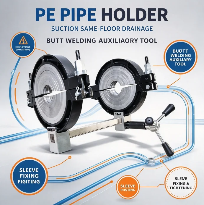 PE Clamp Siphon Drainage Welding Machine Pipe Fitting Pusher Sleeve Auxiliary Fastener Holder Alignment Tool Plumbing System Joi