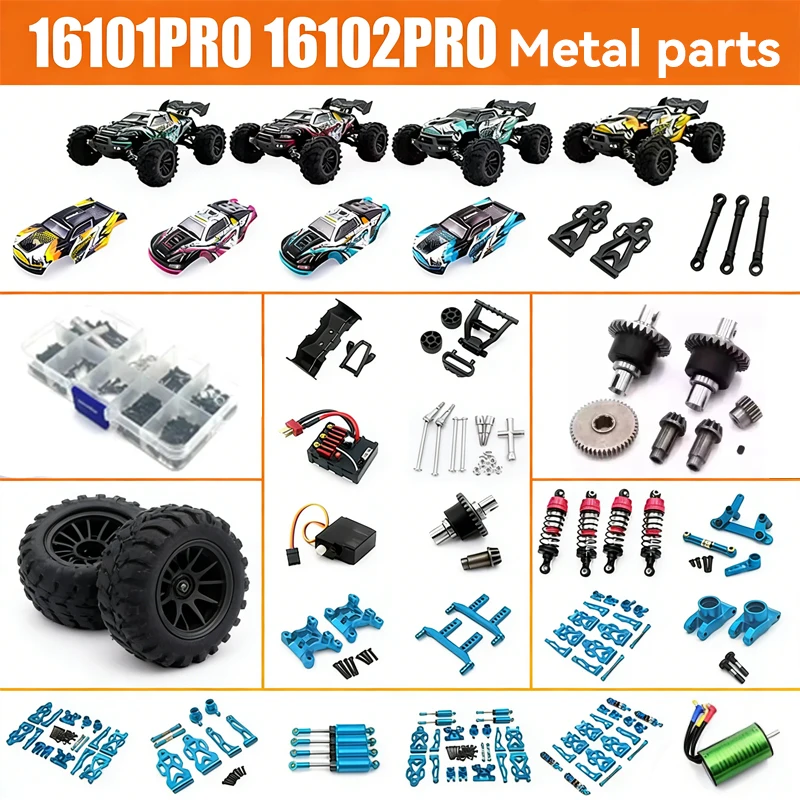 

Blue 1:16 Scale 4WD Brushless Remote Control Car Upgrade Kit Metal Parts for RC Cars