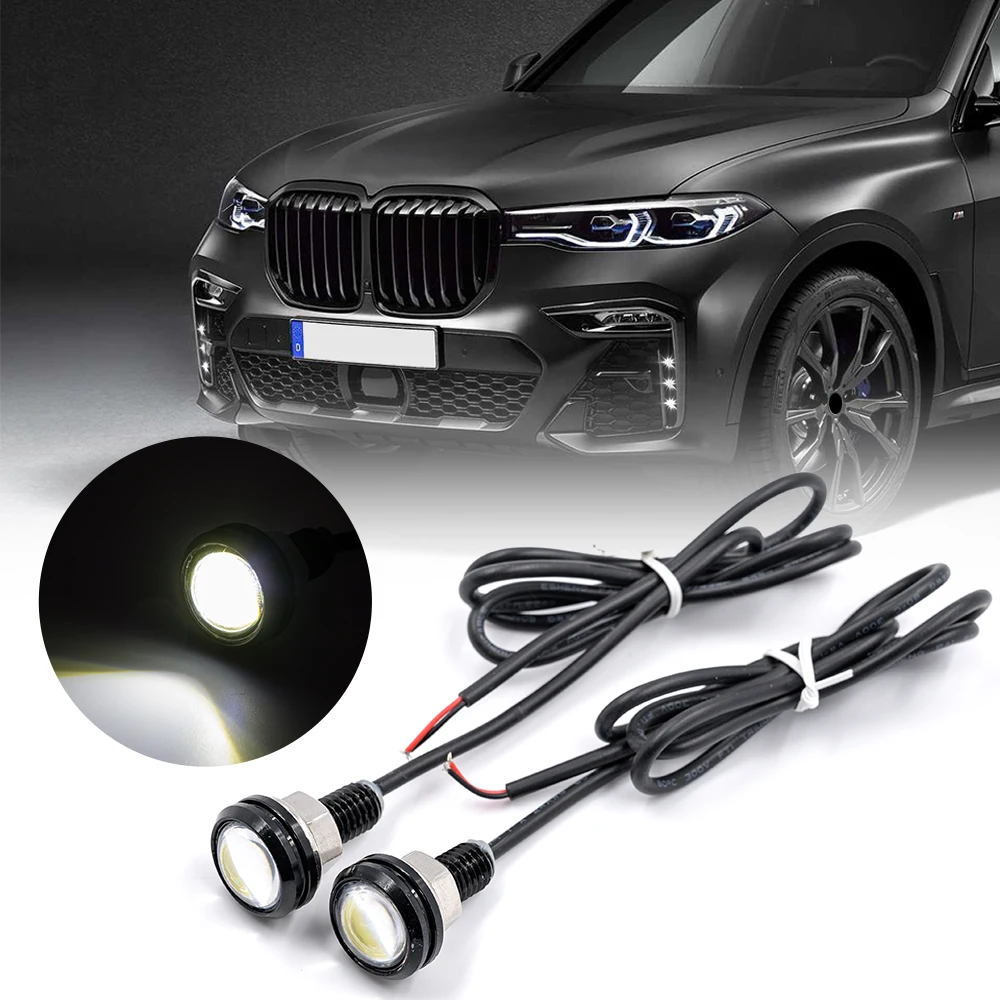2 Luces LED de 3W y 23mm Tipo Ojo de Águila para DRL, Luces de Circulación Diurna, Luces de Reversa, Luces de Estacionamiento, Luces de Señalización para Todos los Modelos de Autos