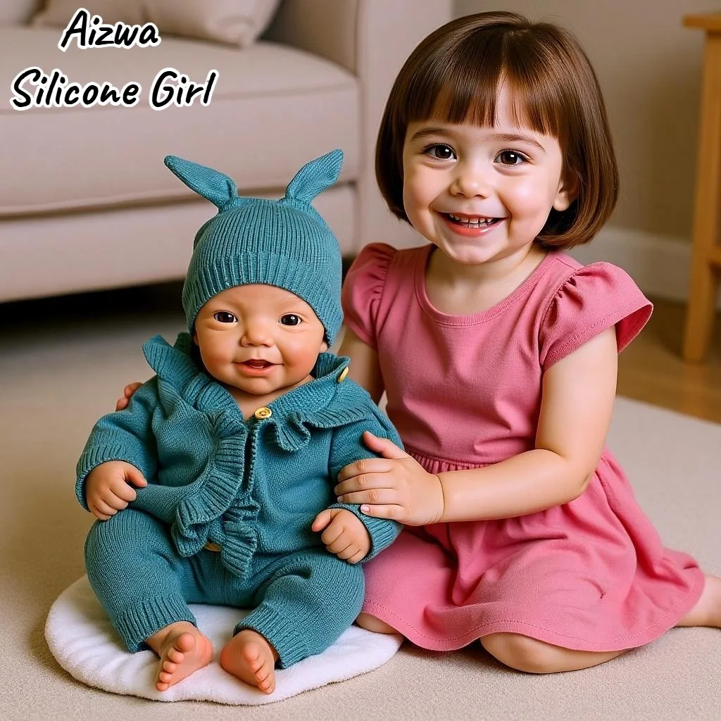 

Aizwa1 18 Inch Silicone Bebe Newborn Girl Handmade Lifelike Soft Touch Newborn Baby Doll For CHildren Birthday Gifts