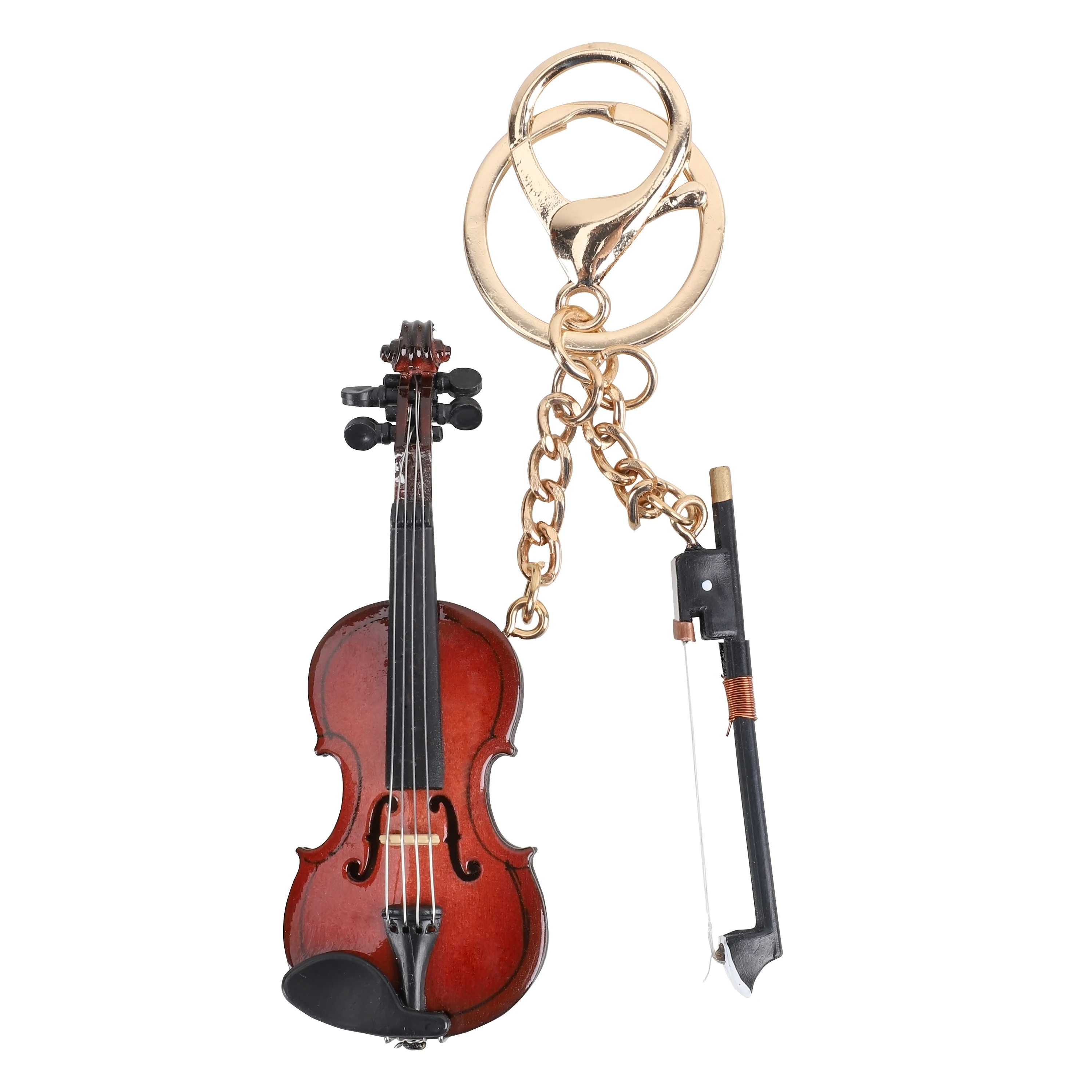 Miniature Violin Car Keychain, Mini Music Instrument Keyring