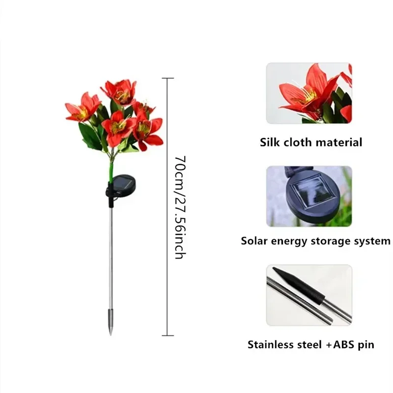 7-head Solar Orchid Lawn Lamp, Artificial Flower Lights for Patio Garden Christmas Wedding Decoration LED Solar Ground Lights