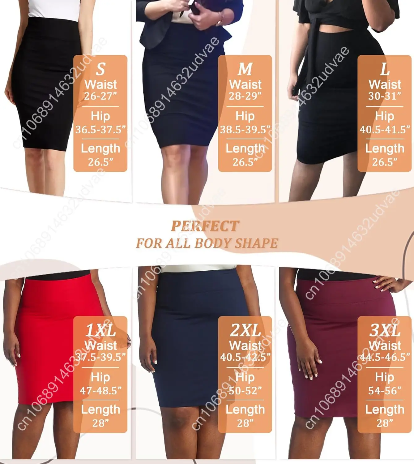 บริษัทไฮบริดผู้หญิงพรีเมี่ยมไนลอน Ponte ยืดเอวสูงชุดดินสอกระโปรงด้านล่างเข่า