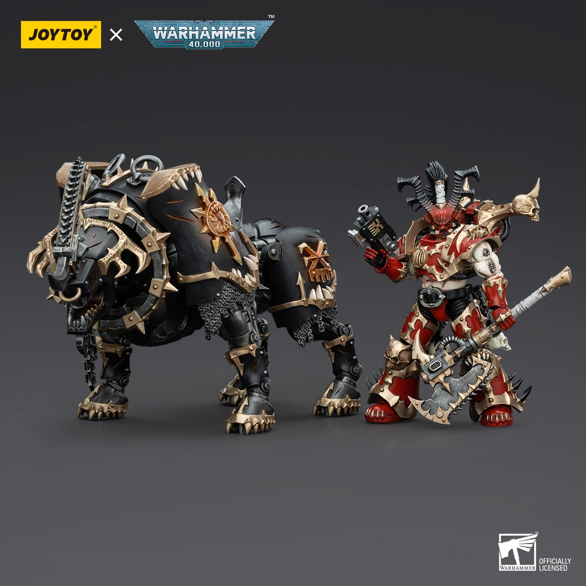 Alegria de brinquedo original warhammer 40k figura de ação 1/18 comedores mundiais khorne berzerker senhor invocatus modelo boneca coleção brinquedo presente