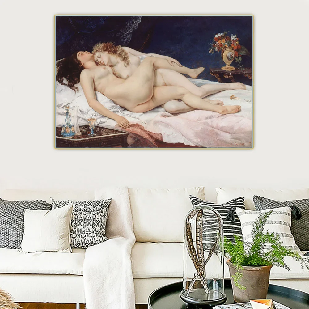 Citon Gustave Courbet《The Sleepers》Canvas Oil Painting Artwork Poster Picture Backdrop Wall Decor Home Living room Decoration