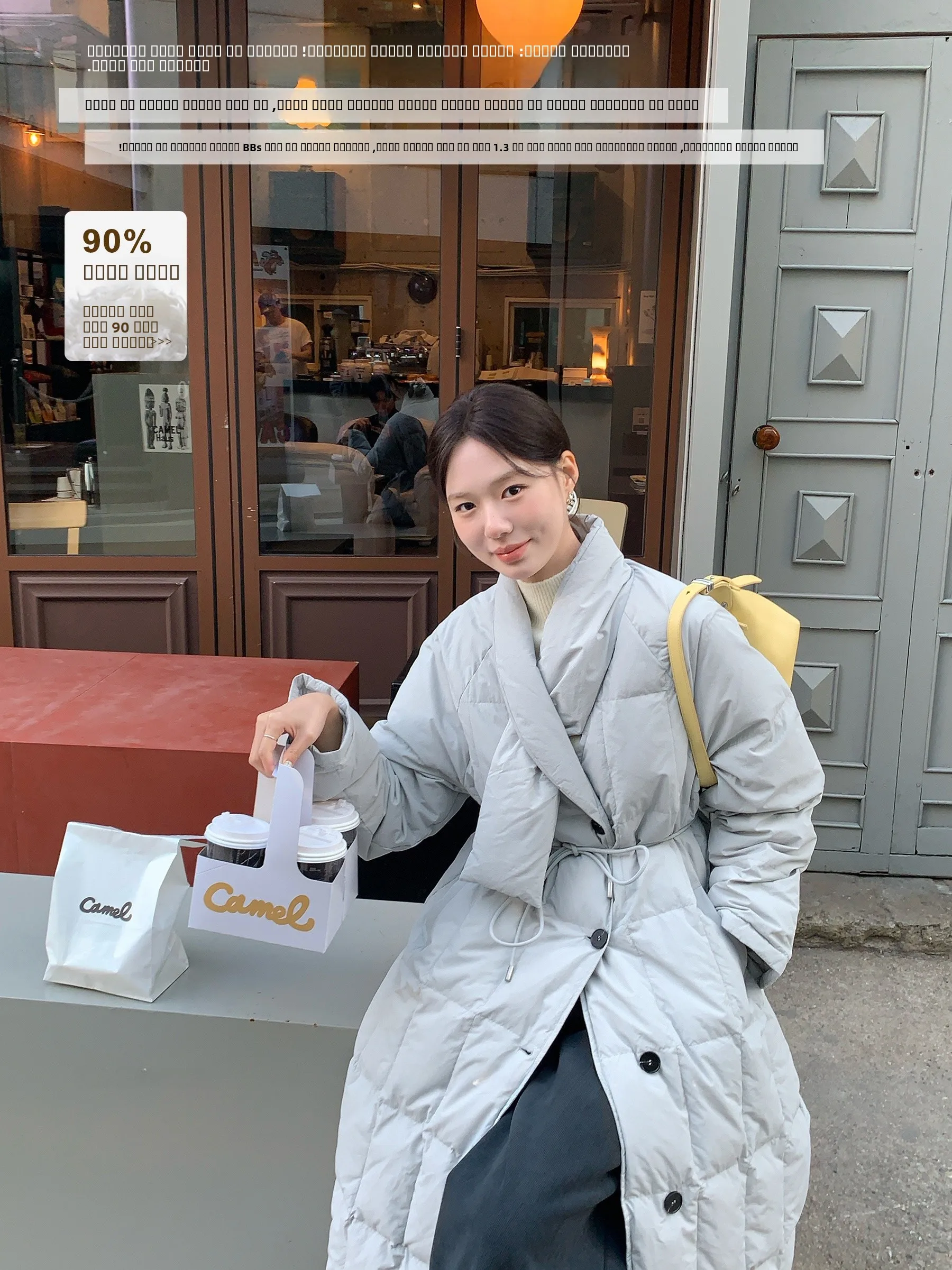 

Long White Du down Jaet Warm Winter Sle Waist-Cinching Scarf Collar 90% down Thiened Long Coat Korean Sle Women's F...