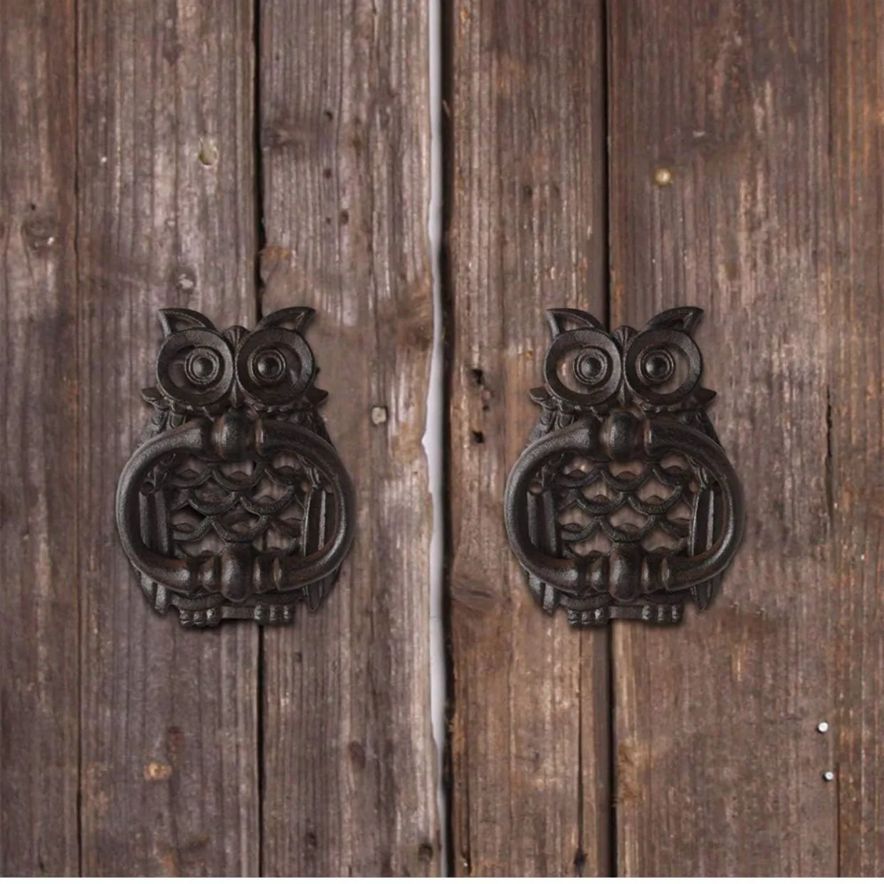 Country Cast Iron Crafts Vintage Owl Door Knock Antique Handle Patio Door Handle