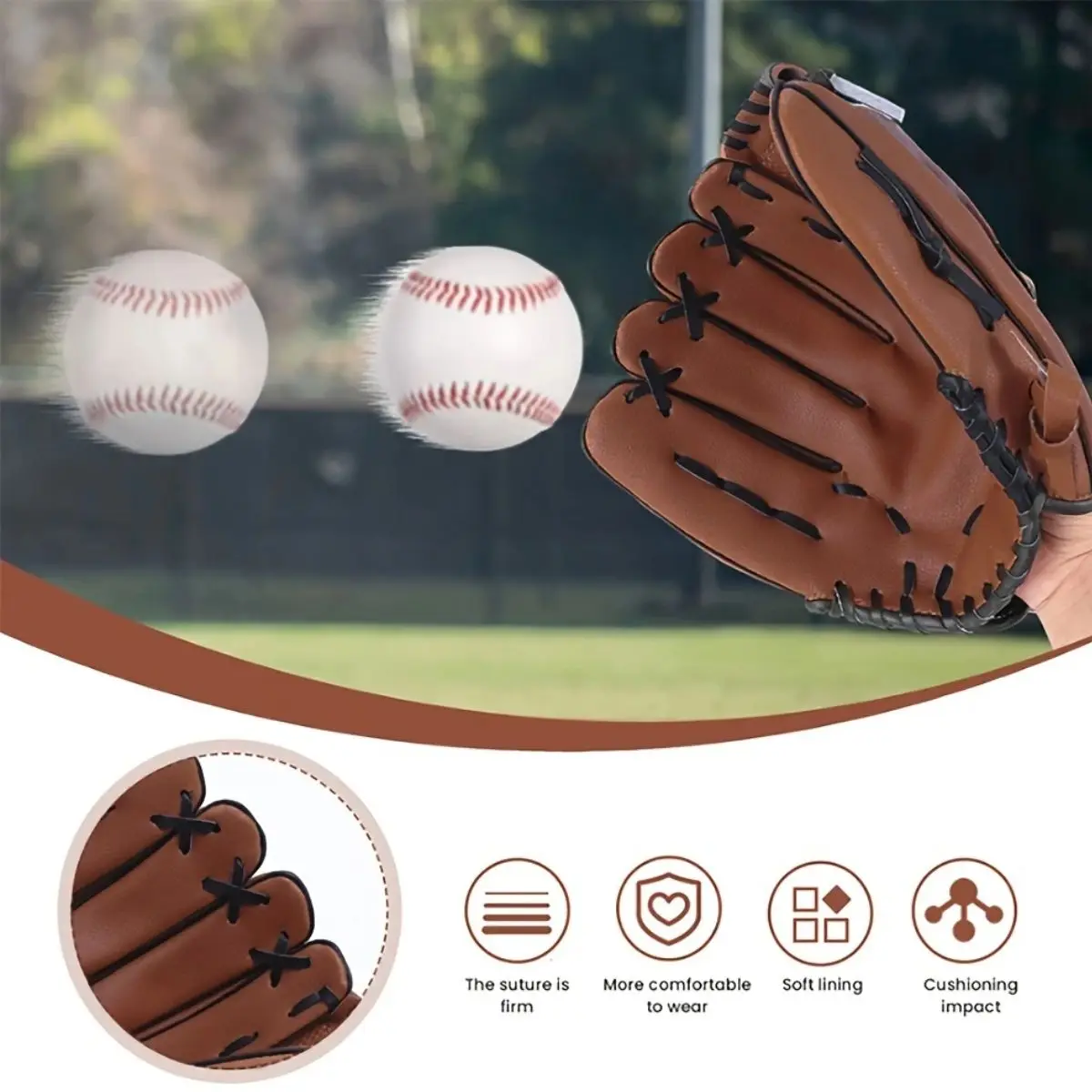 Luva de beisebol para adultos e jovens 9,5-12,5 polegadas Treinamento Outfield Mitt Premium Couro Sintético Beisebol Softball (SEM BASEBOL)