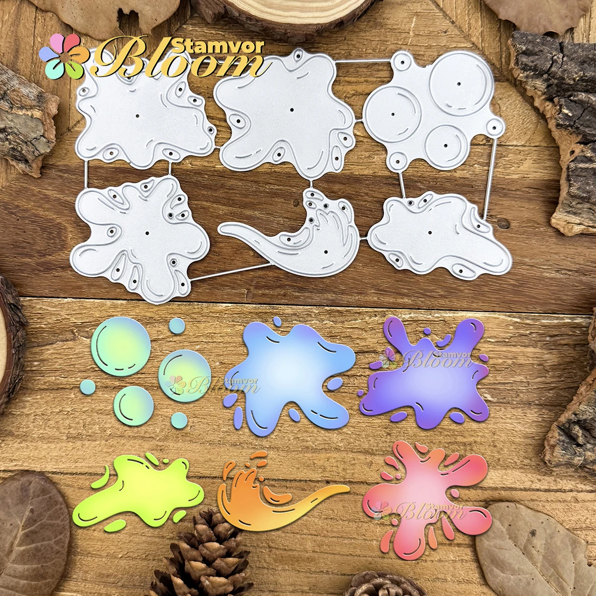 Original schöne Wasserblasen Pigmente Metall Stanzformen Scrapbooking dekorative Prägung