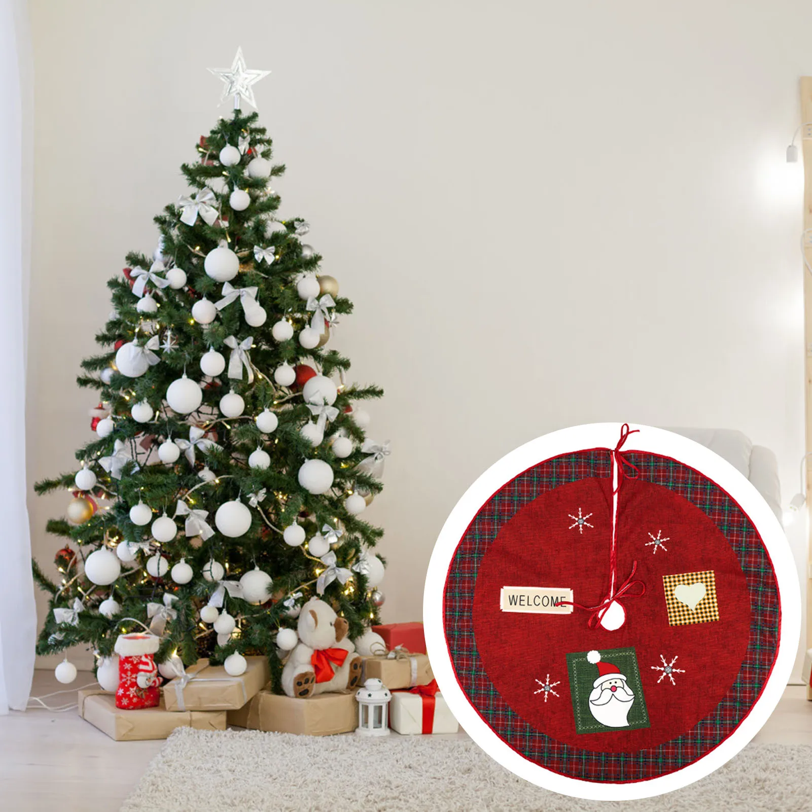 

60cm Snowman Holiday Christmas Tree Skirt Thick Rustic Xmas Cute Printing Holiday Decoration for Xmas Tree Decoration