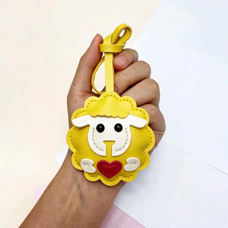 Lightweight Leather Sheep Shape Bag Charm Decorative Backpack Purse Accessory for Girls Gift
