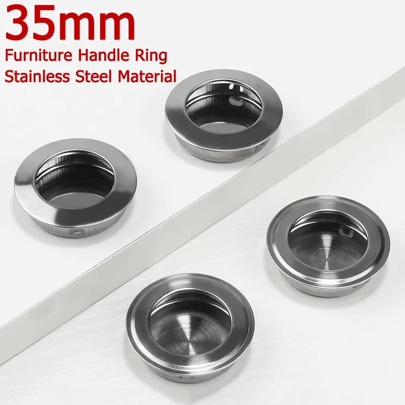 

1pcs 35mm Stainless Steel Door Handle Flush Recessed Pull Circular Cabinet Drawer Kitchen Handle Drawer Wardrobe Embedded Handle