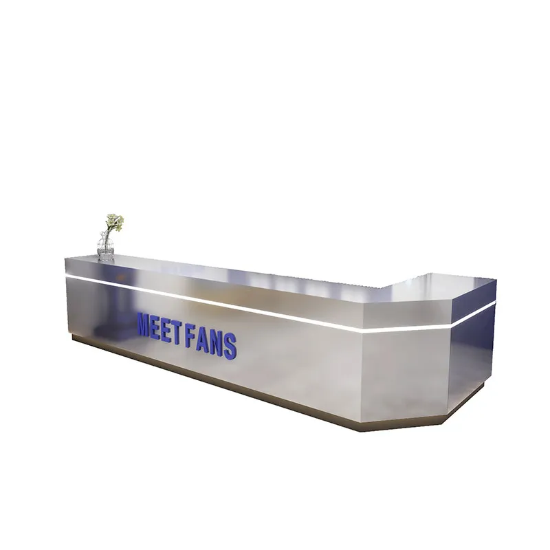 Simple Modern Stainless Steel Catering Barbecue Milk Tea Shop Curved Bar Front Desk Barber Shop Checkout Page Corner Customizati
