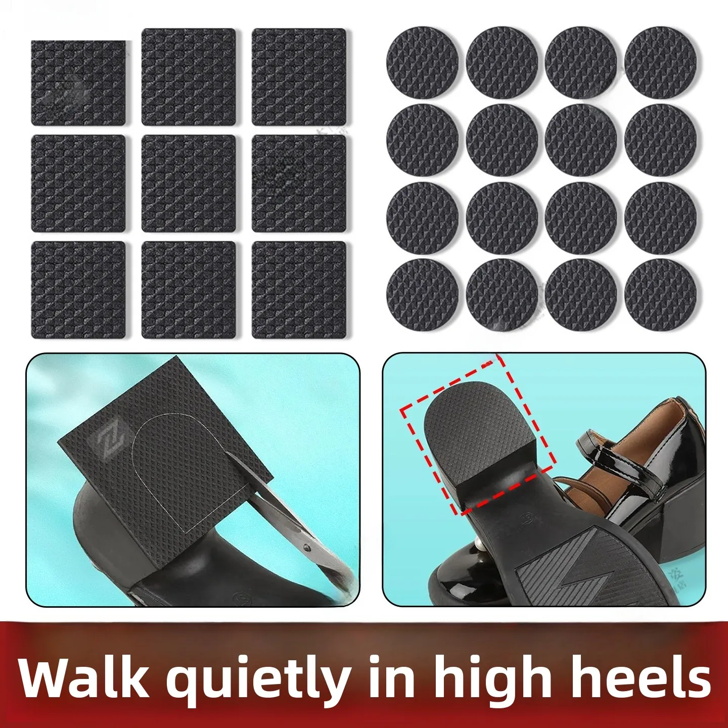 

High Heel Shoe Noise Reduction Stickers Anti-Slip Base Heel Silent Walking Pads Comfortable Gel Pad Soft Skin-Friendly