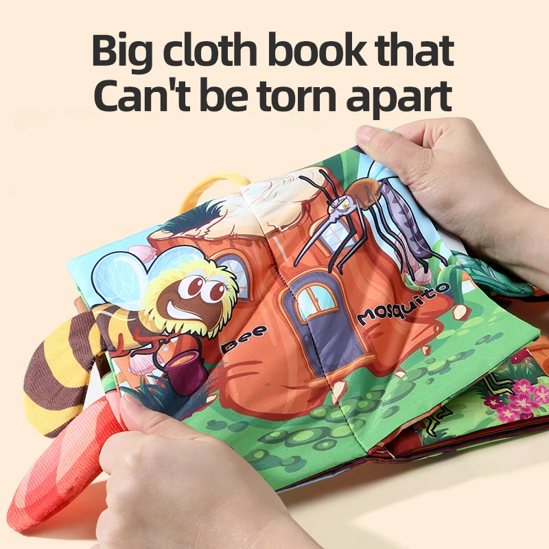 Baby Cloth Book Baby Toys 0-3 Year Old Infant Early Education Toys Six page insect cloth book