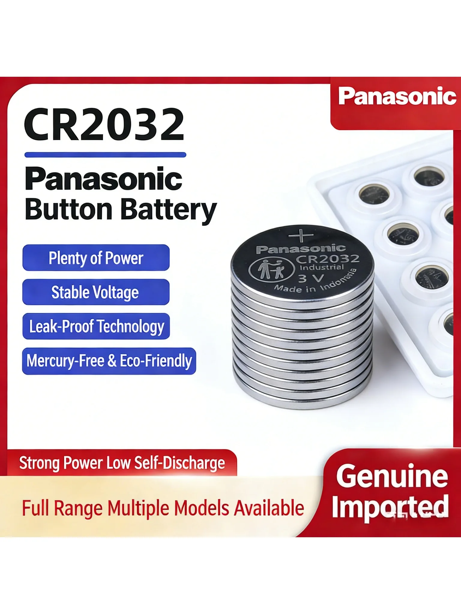 Oryginalne baterie litowe Panasonic CR2032 w opakowaniu przemysłowym, idealne do czujników, oświetlenia LED, zabawek, elektroniki, baterie guzikowe, sprzedaż hurtowa. — zdjęcie produktu 7
