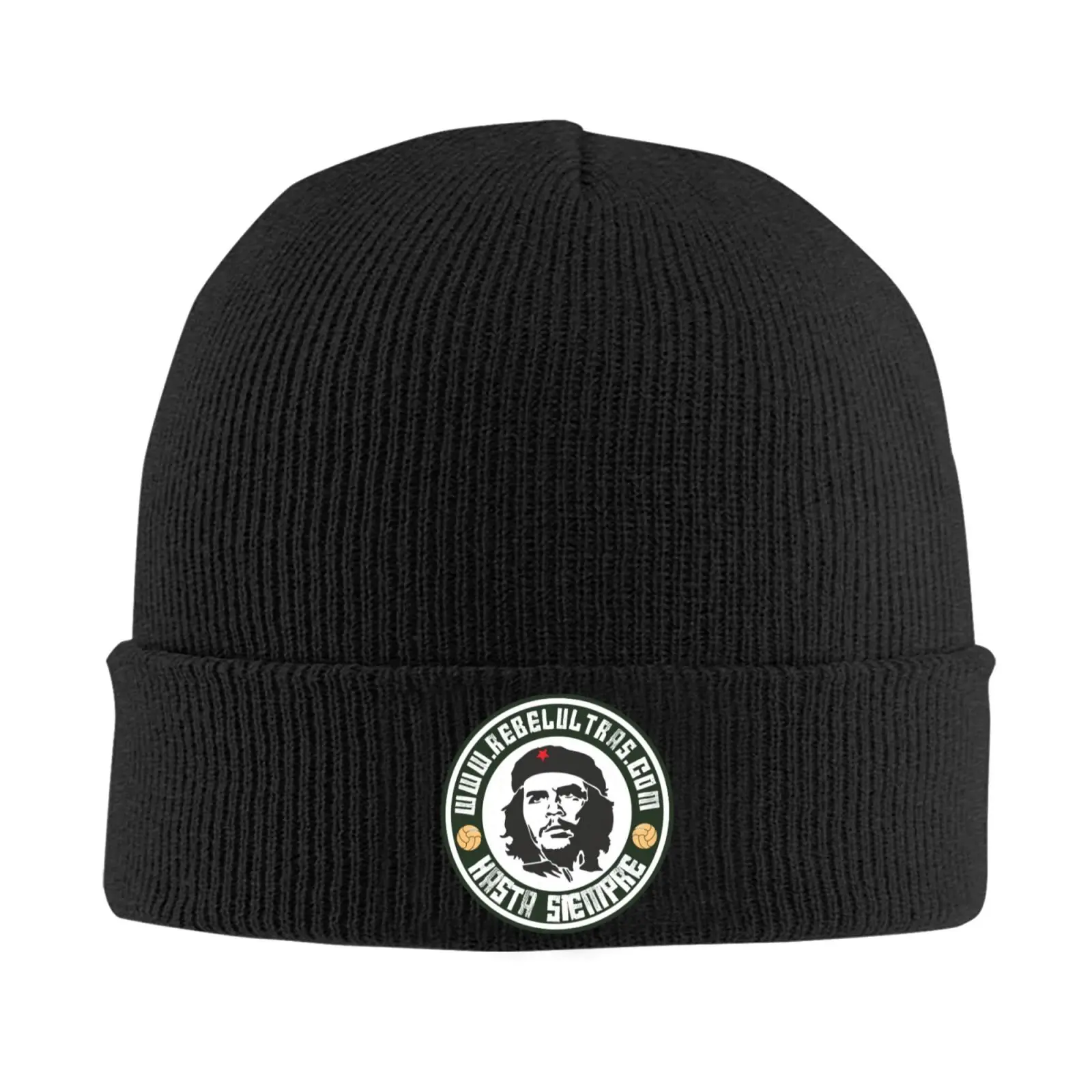 Che Guevara Round Portrait Pattern Knitted Beanie One Size Winter Warm Hat Gift For Retro Style Lovers Men Women