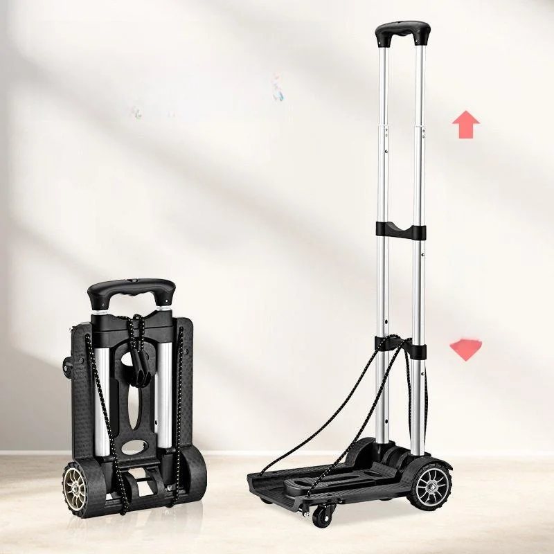 portable-lightweight-four-wheel-hand-dragged-cart-sturdy-stainless-steel-shopping-cart-with-universal-wheels-compact-trolley