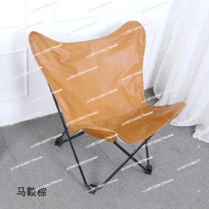 Suitable for leather butterfly chair non-leather folding chair  moon chair leisure lazy sofa recliner