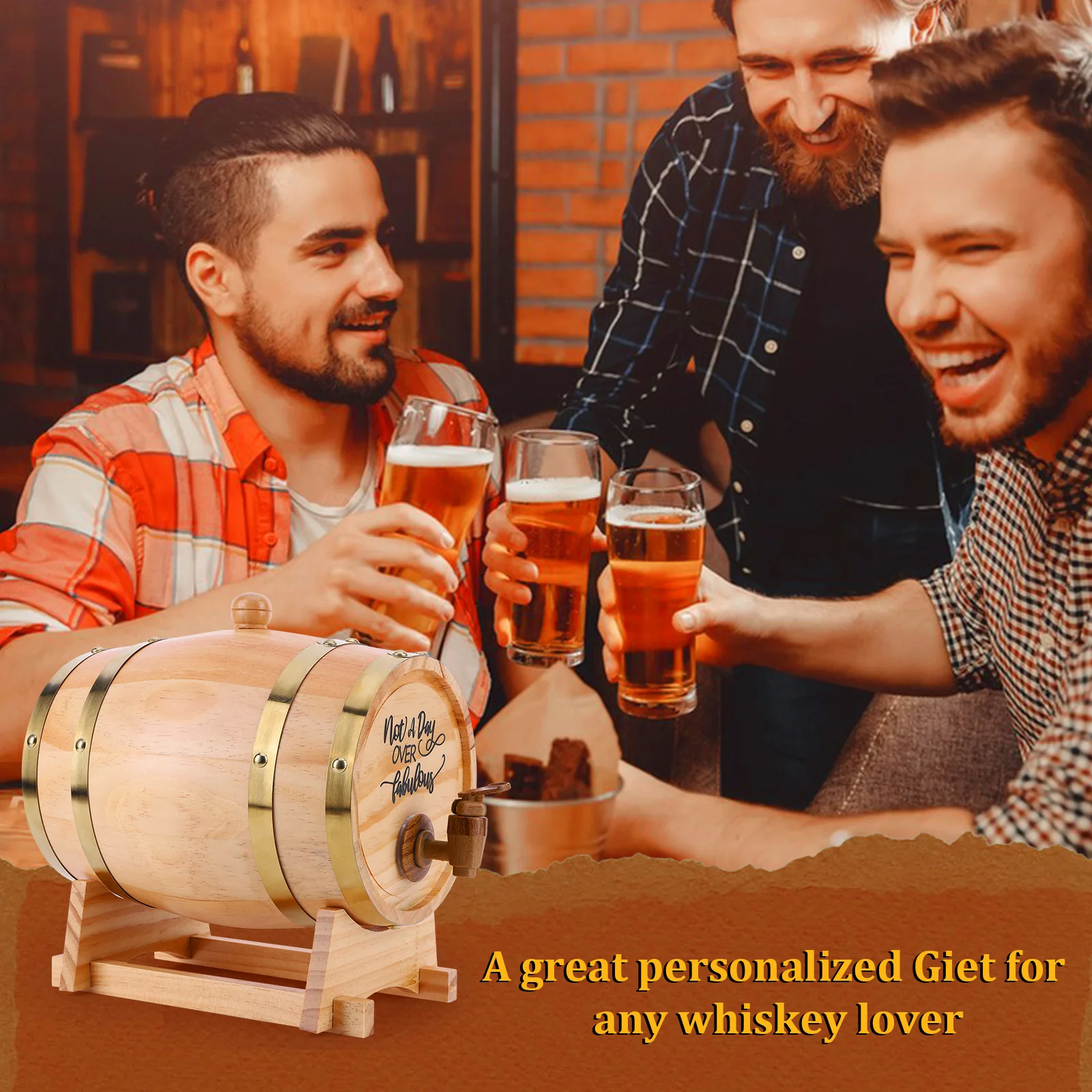 

Pine + Plastic 3L Wine Barrel With Stand & Spigot Wooden Retro Aging Barrels Whiskey Cocktails Beer Storage Container Dispenser