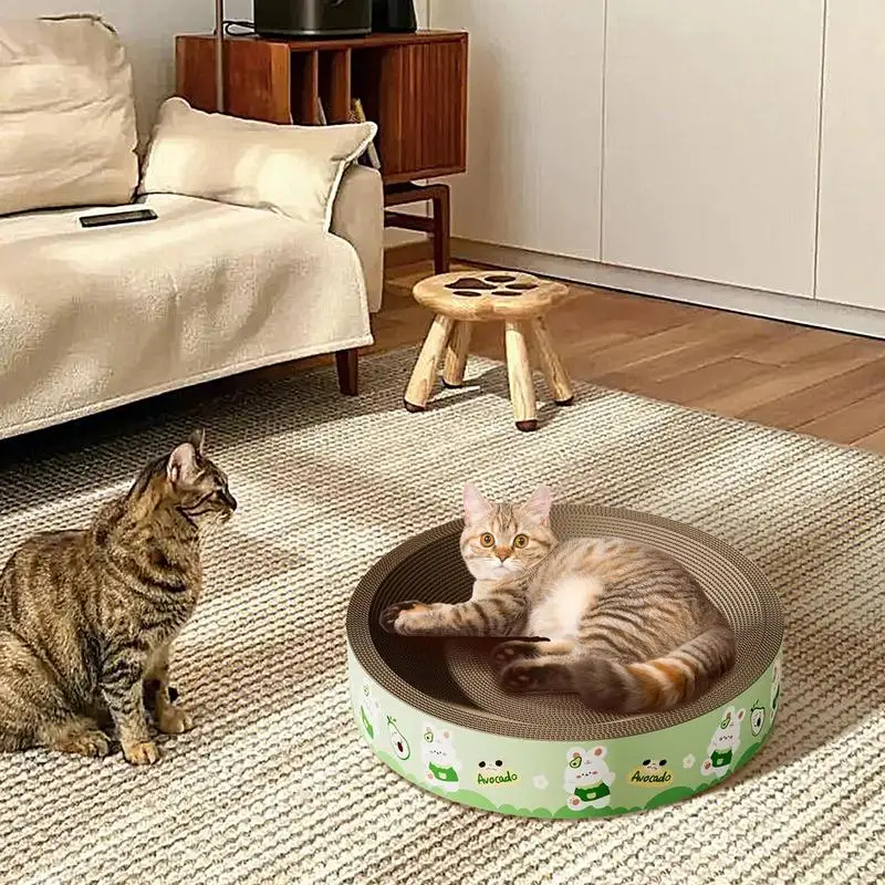 Cat Scratching Cardboard Cat Pad Board Scratcher Round Cat Scratching Lounge Bed For Small Medium Cats And Pets