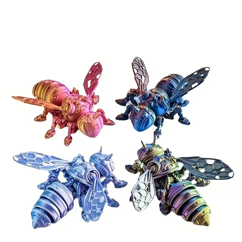 Mechanical Bee Mecha Bumblebee Statue Ornament, Insect Statue with Wings, Suitable for Home Display