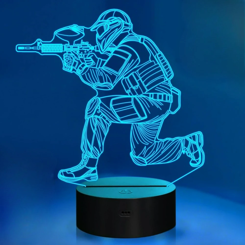 Nighdn Paintball Night Light for Kids Room Decor 3D Illusion Lamp 7 Colors Paintball Gifts for Boys Men Kids Birthday Christmas