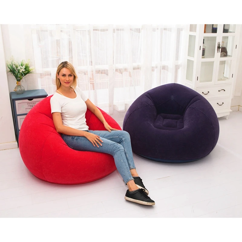 Large Inflatable Sofa Chair Bean Bag Flocking PVC Garden Lounge Beanbag Outdoor Furniture Camping Backpacking Bags