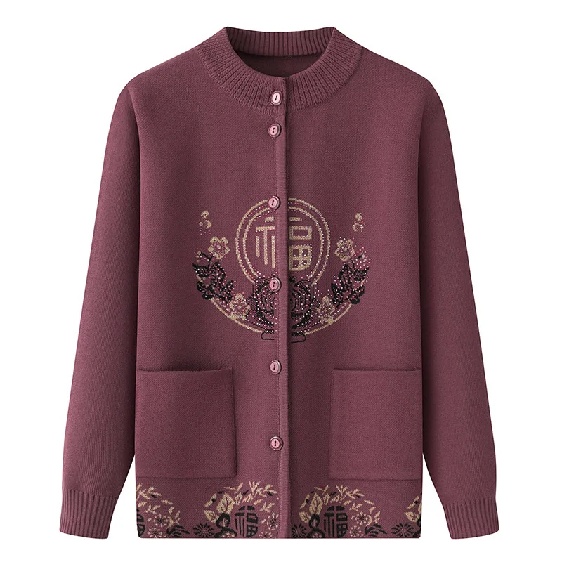 

Женская одежда, вязаный кардиган для женщин, осенне-зимний свитер, пальто, шерстяная теплая куртка для мам среднего возраста, кардиган Mujer