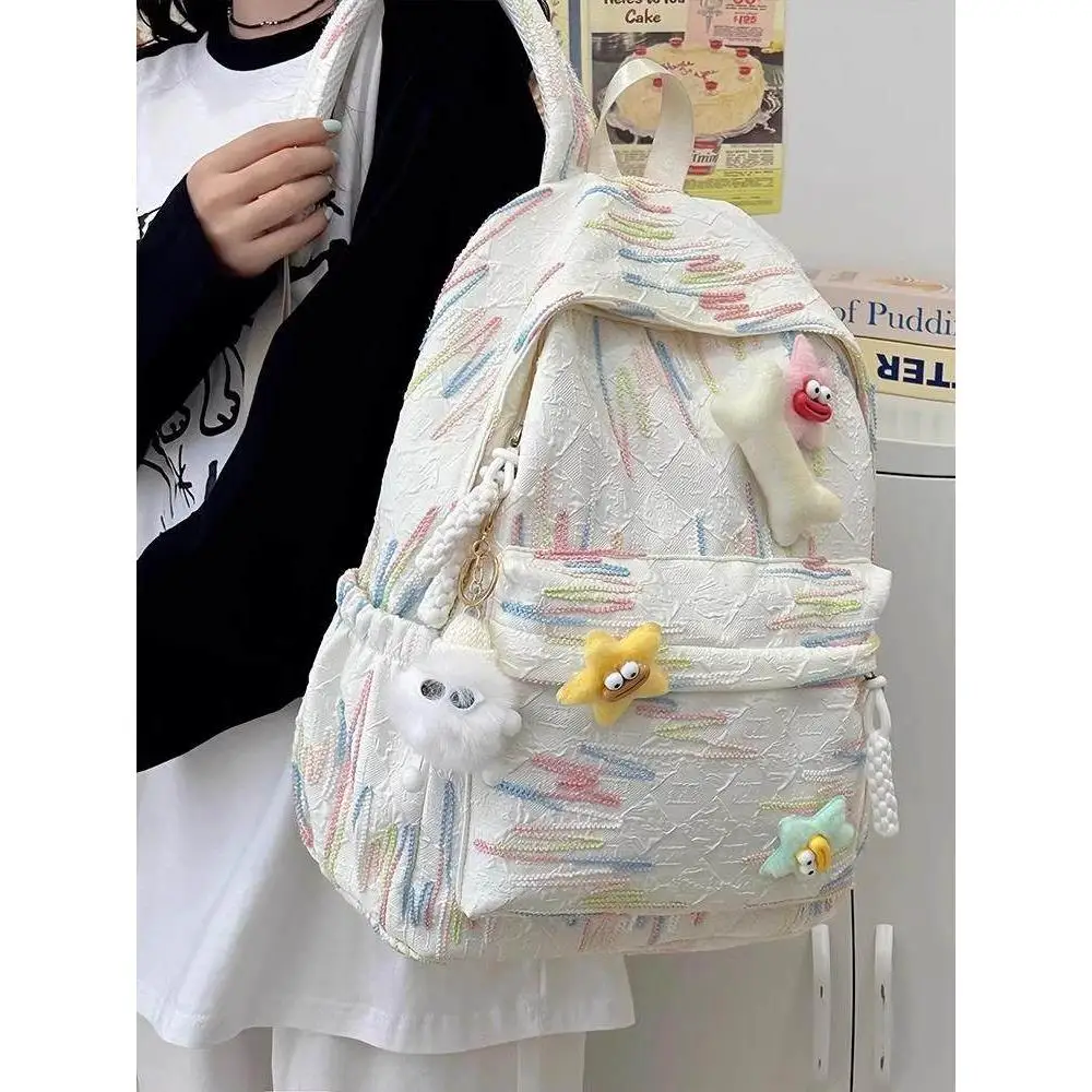 

High School Student Backpack Women's Casual Simple Style Double Shoulder Bag Junior High School Student High Aesthetic Design