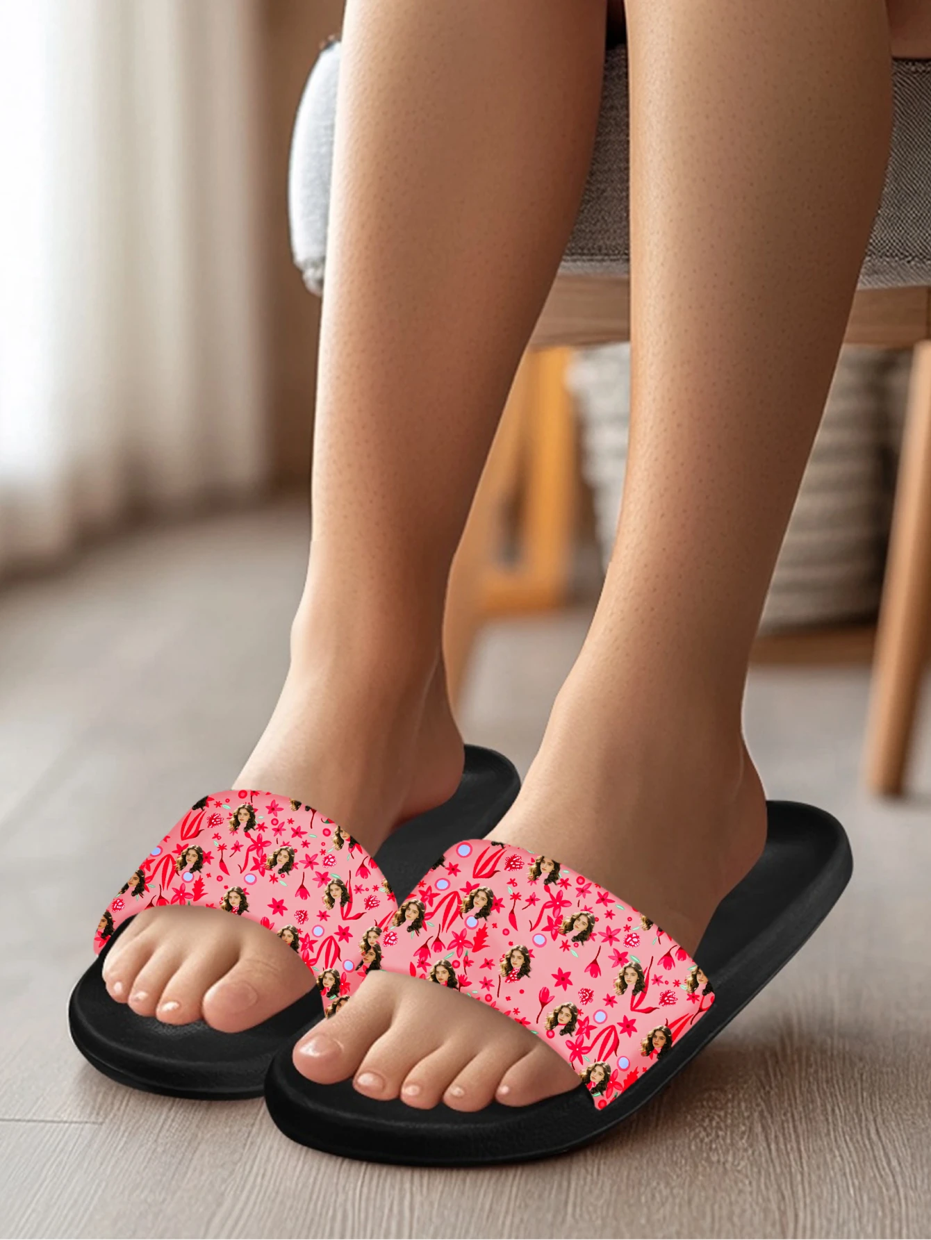Customized women's slippers Customized text slippers Personalized fun text pictures Customized gifts for family and friends