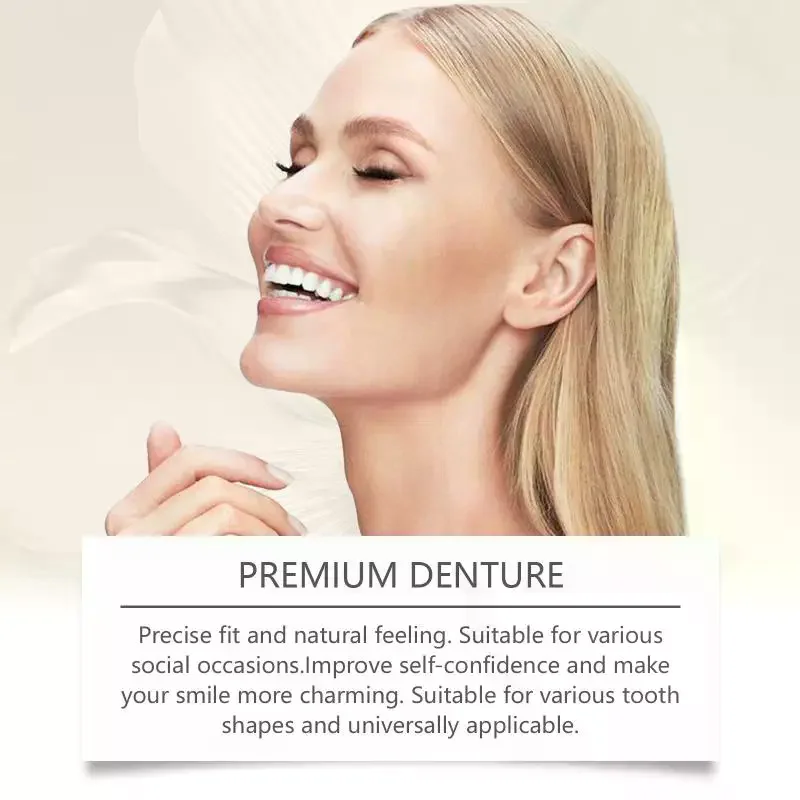 1 Set Full Denture Fake Teeth Silicone Upper Lower Veneers Realistic Teeth for Social Events Family Gatherings Daily Use
