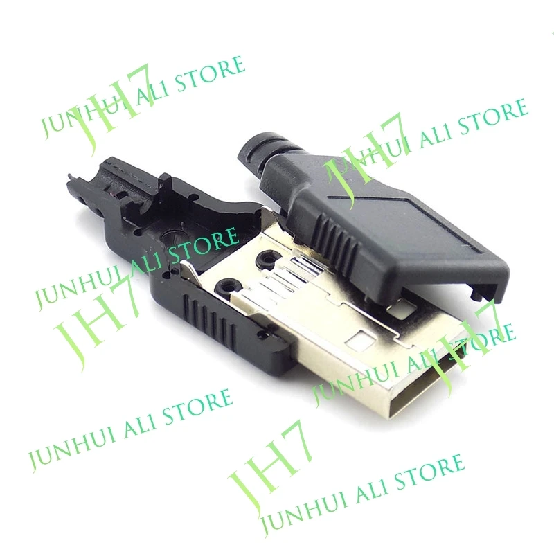 3 in 1 Type A Male 2.0 USB Socket Connector 4 Pin Plug With Black Plastic Cover Solder Type DIY Connector B1