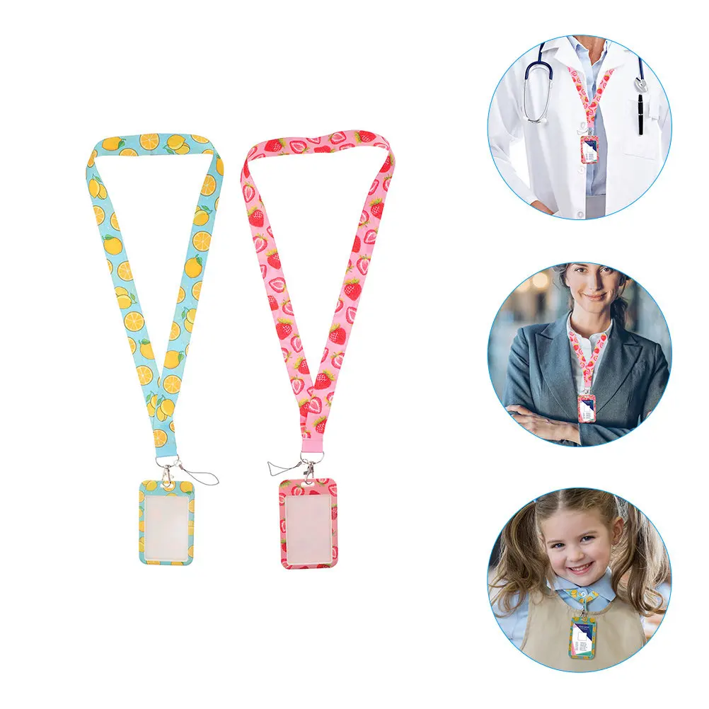 

2 шт. милых держателей для карт с фруктовым дизайном и шнурком, держатели для бейджей для подарков на вечеринки, для студентов, учителей, для повседневного использования