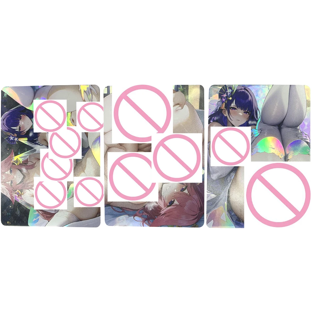 

Sexy Nude Collection Card Refractive Color Flash Anime Genshin Impact Yae Miko Beelzebul Nahida Big Buttocks Ample Breasts Card