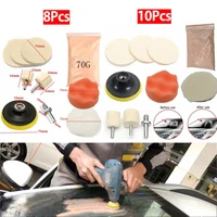 Kit de pulido de vidrio para coche, herramienta de reparación de eliminación de arañazos de parabrisas, almohadilla de encerado con polvo de pulido, 8/10 Uds.