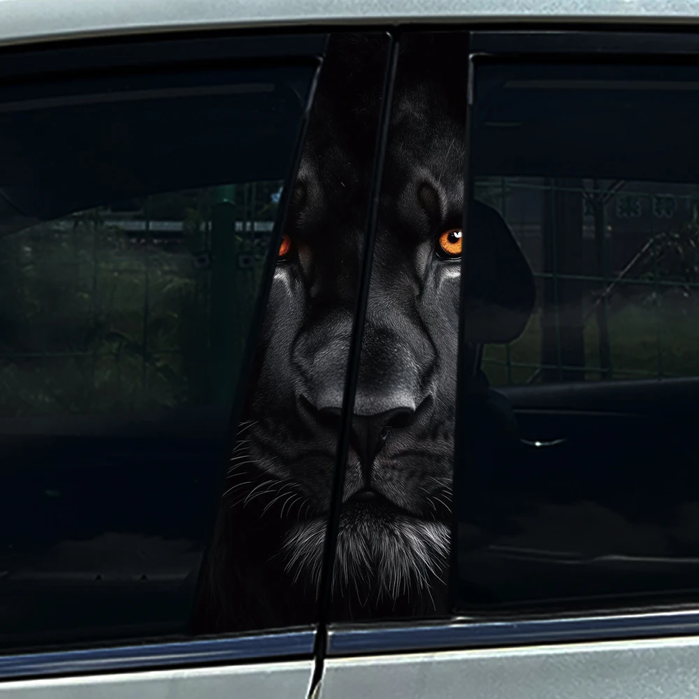 2Pieces Blue eyes Lion Auto B- pillar Car Center Column Halloween Decoration Stickers Cover Decal Car Accessorie