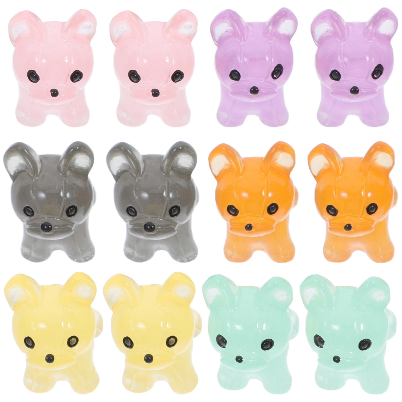 

12pcs Night Figurines Mini Resin Puppy Statues Craft Supplies Tabletop Garden Micro Landscape Tiny Animal Ornaments