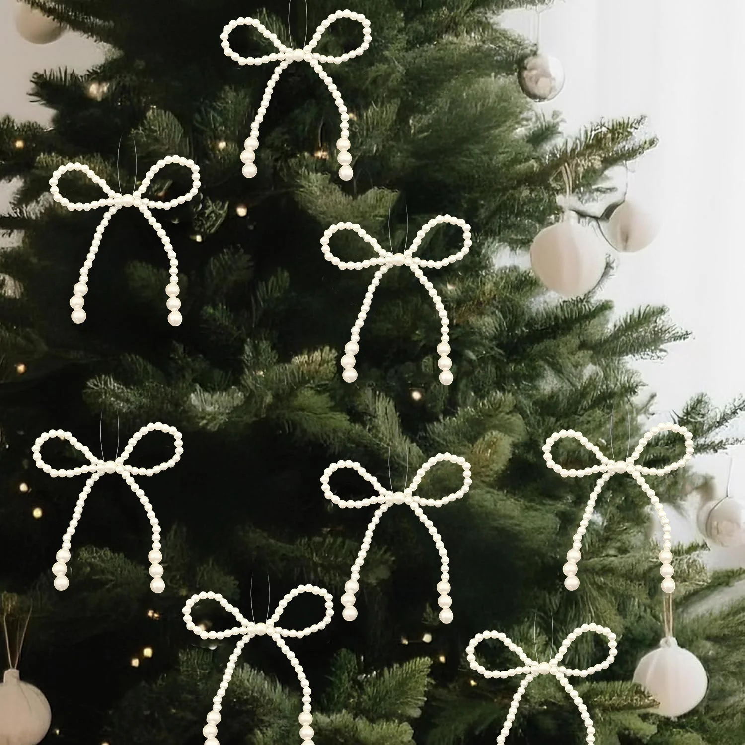 12/24/36 قطعة المنسوجة يدويا تقليد اللؤلؤ القوس باقة اللؤلؤ عيد الميلاد الديكور 2025 عيد الميلاد عطلة نافيداد ناتال السنة الجديدة هدية 2026