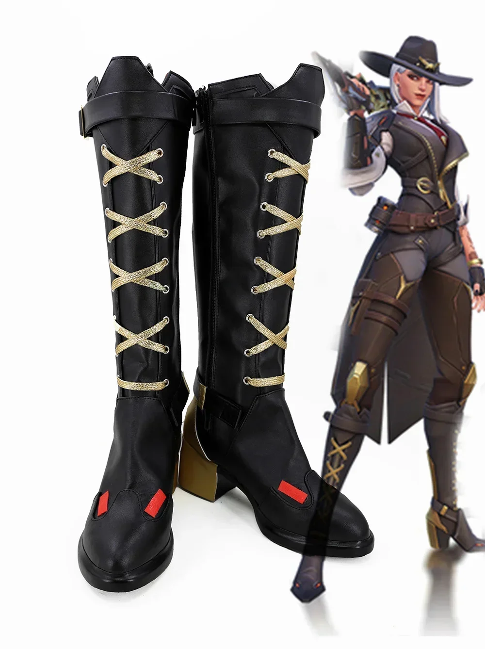 Game The Shoes Are Suitable for Cosplay OW Ashe Calamity Cosplay Boots Shoes OW Elizabeth Shoes  Halloween Props