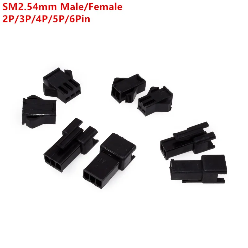 20 Sets/Pcs JST SM2.54 2P/3P/4P/5P/6 Pin Pitch 2.54mm SM Female And Male Wire Connector Housing SM-2P SM-2R