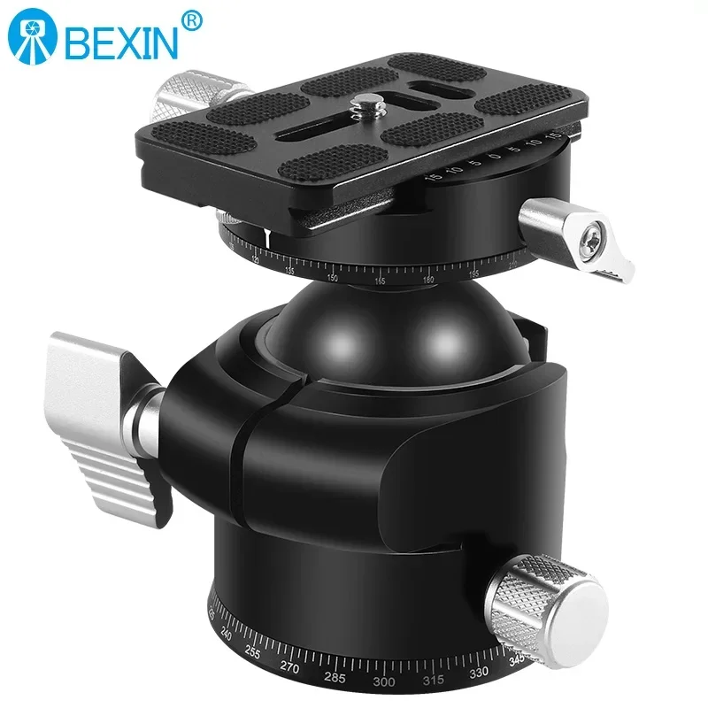 50mm Tripod Head Aluminum Professional Low Profile Ball Head Mount Arca Swiss Quick Release Plate for Camera Panoramic Ballhead