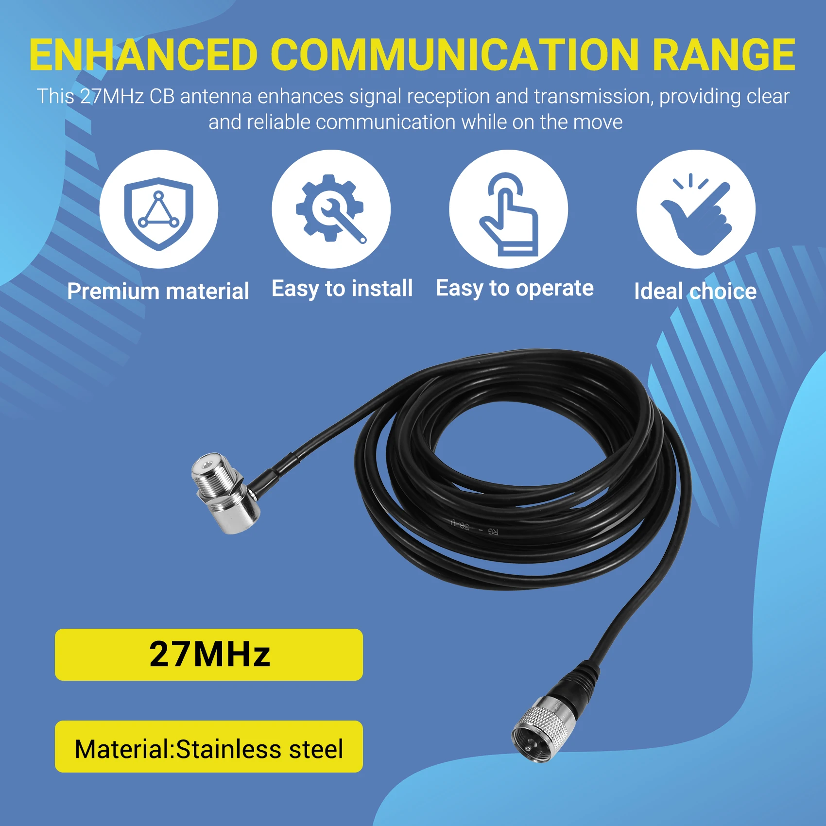 27MHz CB Radio Antenna, PL259 Male Compatible with , , , -Mobile Vehicle Truck Radio Antenna