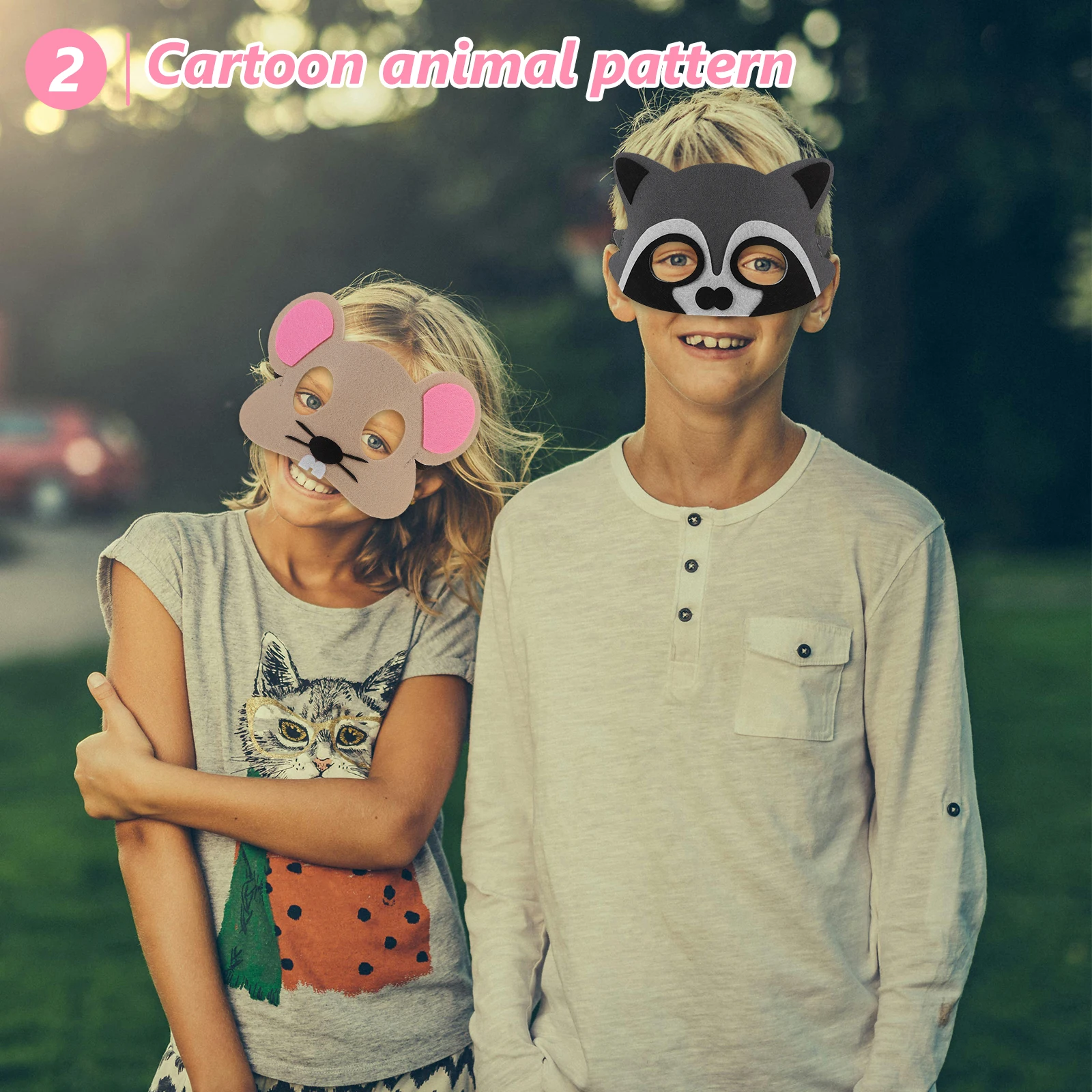 8 stuks schattig dier masker vilt zacht comfortabel oogafdekking voor verjaardag festival kostuum partij fancy dress rollenspel accessoire