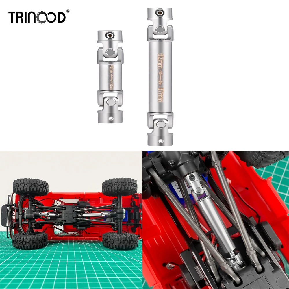 

TRINOOD Stainless Steel 40-50mm Joint Center Transmission Driveshaft 62-87mm Drive Shaft For 1/18 TRX4M K10 F150 RC Crawler Car