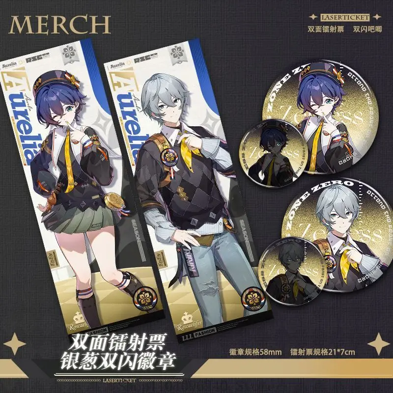 Zenless Zone Zero Belle Wise Anime Laser Ticket Badge Mascot Student Fans Gift Cosplay Halloween