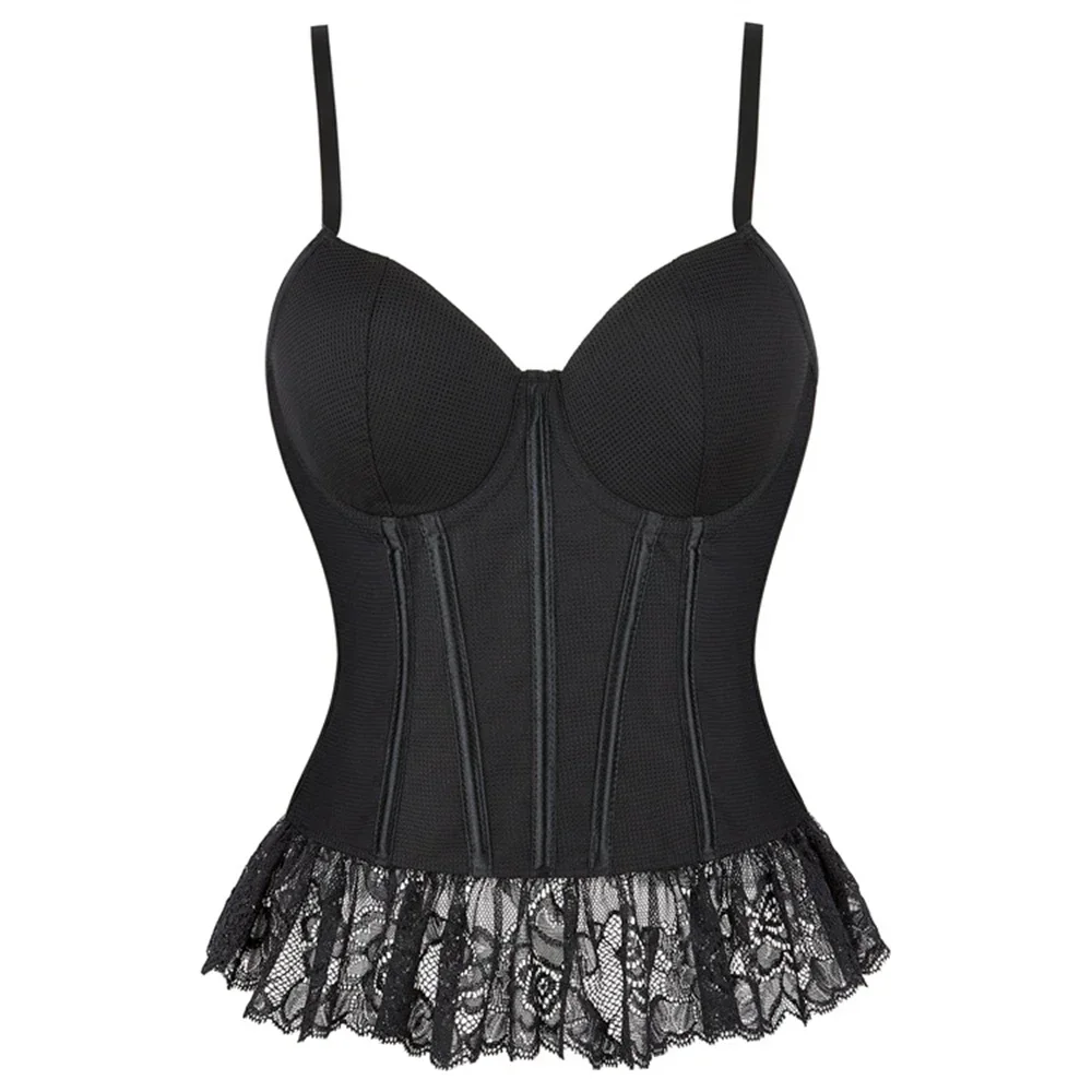 

Черное платье-корсет, женский кружевной корсет с рыбьей косточкой, топ, сексуальный сетчатый дышащий бюстгальтер с чашкой, бюстье на бретельках, жилет