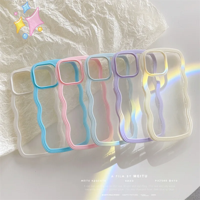 جراب هاتف اثنين في واحد بموجات بسيطة ، لون الحلوى ، غطاء TPU لهاتف iPhone 15 ، 14 ، 13 ، 12 ، 11 Pro Max ، X ، XR ، xssmax ، منتجات جديدة