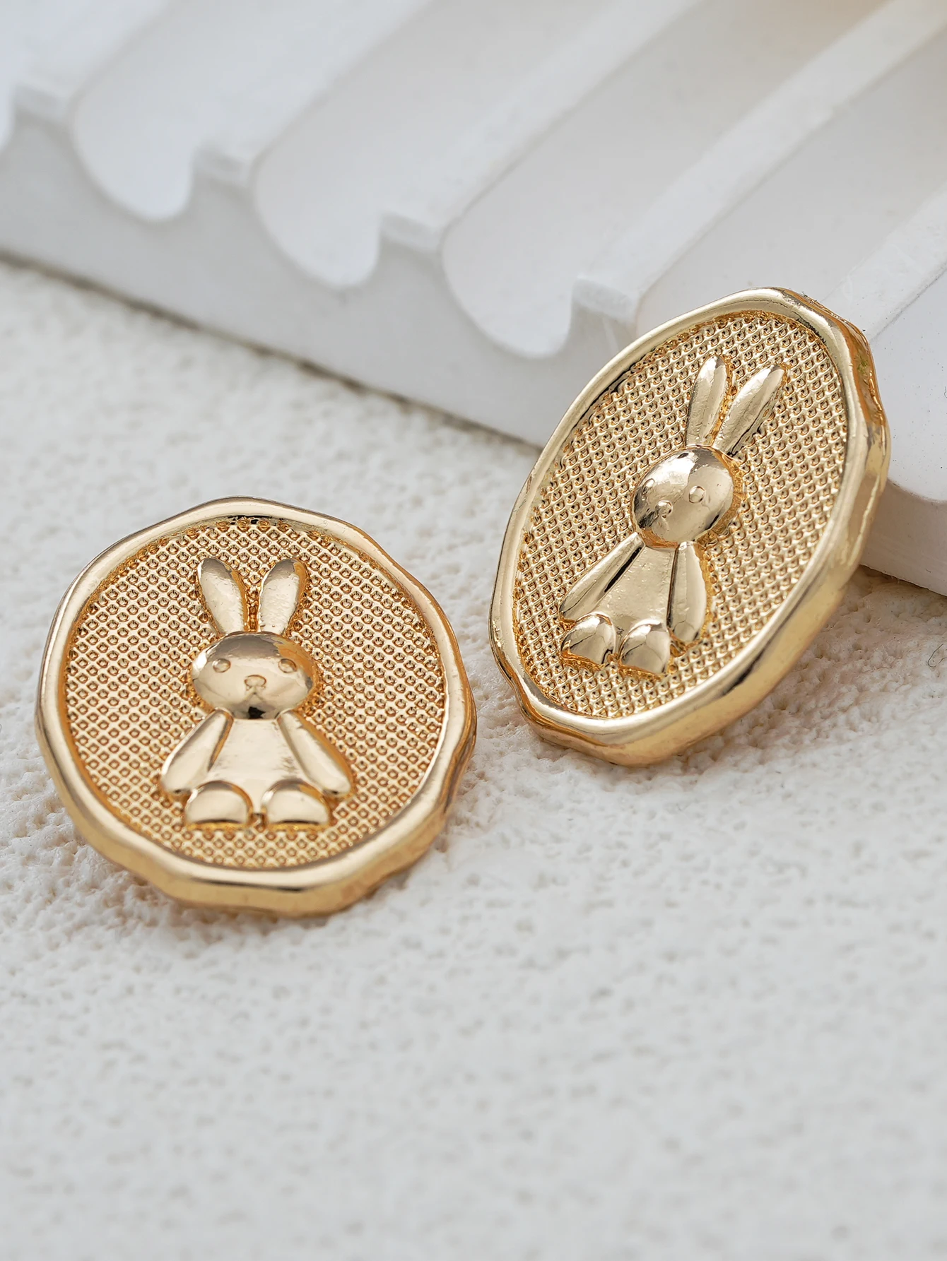 8pcs/Pack Striped Bunny Cottagecore Metal Shank Buttons for Children's Clothing Shoes Bags Accessories DIY Crafts Sewing Tools - view 3