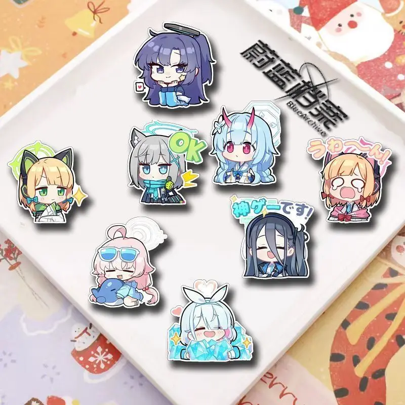 8PCS Anime Blue Archive Brooch Sunaokami Shiroko Cosplay Badge Cartoon Pins DIY Decoration Backpack Clothes Accessories